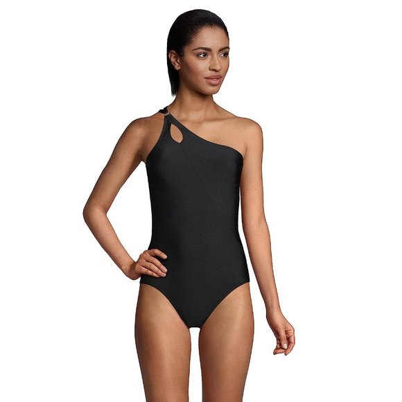 NWT Lands' End Women's Tummy Control One Shoulder Swimsuit Size 10T $100 4HL26